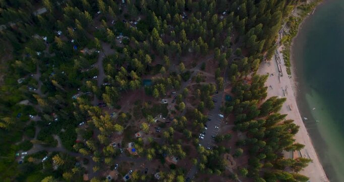 Overhead Aerial of Lake Wenatchee Campgrounds in Washington State