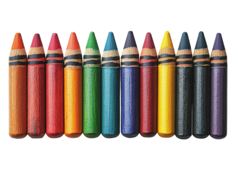 A row of crayons with different colors