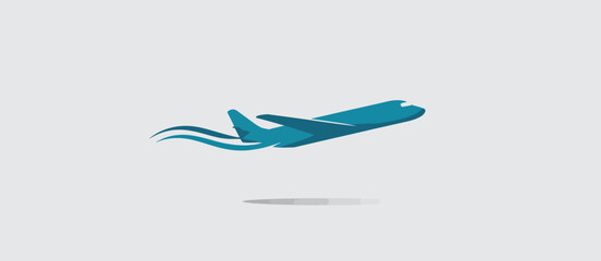 Abstract Airplane Icon in Flight Modern Design