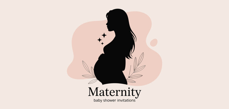 Elegant Silhouette of Pregnant Woman for Baby Shower Invitations - Powered by Adobe