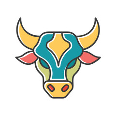 Colorful bull head graphic design for branding or print.