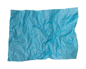 Obraz premium Blue crumpled paper isolated on transparent background