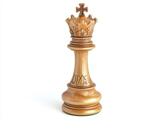 Fototapeta premium Isolated gold king chess piece on white background studio