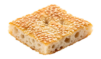 Delicious sesame focaccia bread close up italian cuisine baked goods food photography and culinary inspiration on transparent background