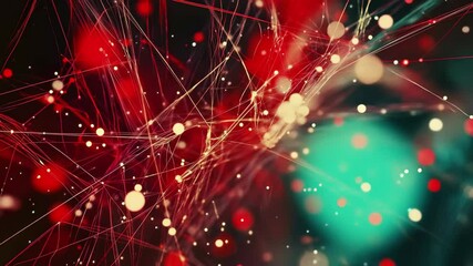 Network of connections illuminated by red spots and data processing elements in a digital landscape, network of connections over red spots and data processing - Powered by Adobe