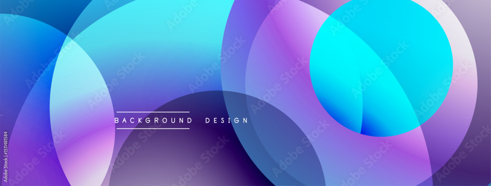 Aufkleber Abstract circles overlap, creating vibrant blue, purple gradients. Modern design element for backgrounds, presentations. Smooth transitions visible.