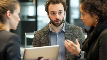 Business team collaborates on new data insights in a modern office setting, business team discussing new data
