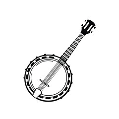 Banjo Instrument silhouette vector art illustration. Black music instrument rock, jazz silhouette. music band vector illustration icons set Vector design.