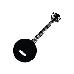 Banjo Instrument silhouette vector art illustration. Black music instrument rock, jazz silhouette. music band vector illustration icons set Vector design.