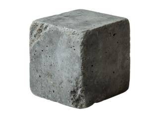 A gray stone with a rough surface sits on a white background