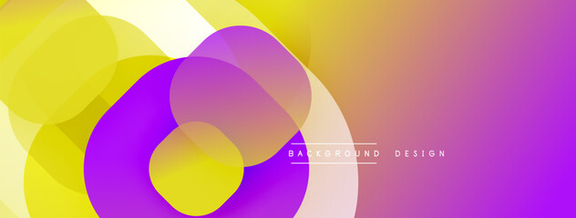 Fototapeta premium Abstract colorful design. Overlapping circles create vibrant gradient effect. Pink, yellow, purple hues dominate composition. Modern aesthetic.