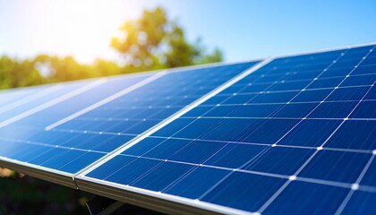Close-Up of Modern Solar Cell Panel in Sunlight
