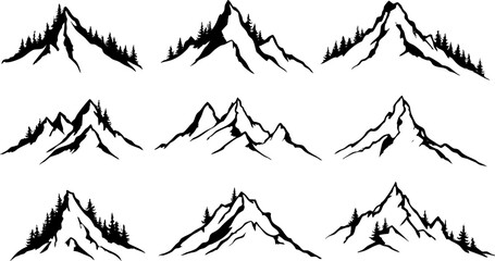 High summit mountains hill vector illustration design