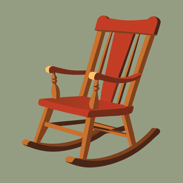 recommend clip art: Classic red wooden rocking chair illustration