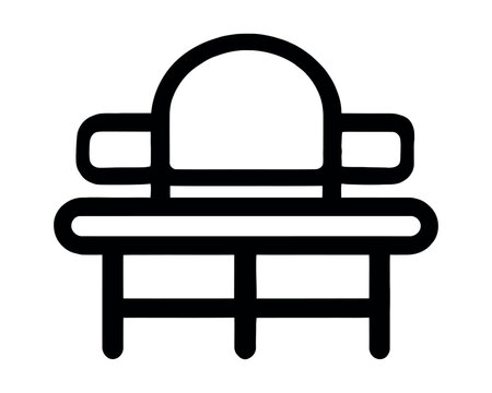 recommend clip art: Rounded black outline bench icon