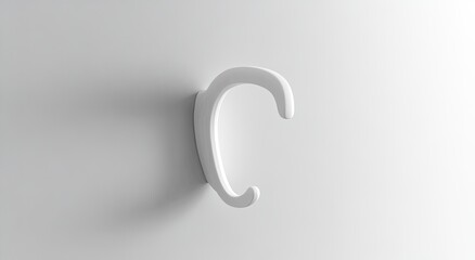 Naklejka premium White curved hook on a plain white wall