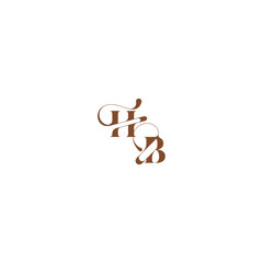 elegant curve monogram bold and hairline initial letter wedding logo concept HB