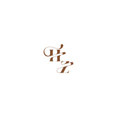 elegant curve monogram bold and hairline initial letter wedding logo concept HZ