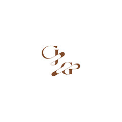 elegant curve monogram bold and hairline initial letter wedding logo concept JG