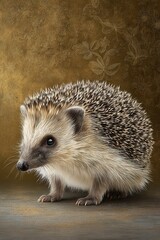 Fototapeta premium Adorable Hedgehog with Soft Spines on Elegant Background