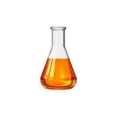 glass transparent chemical flask with neon orange png