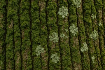 Oak Bark Texture &ndash; Covered in Moss and Lichen for a Natural, Organic Surface