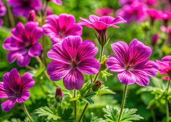 Obraz premium Close-up of Vibrant Pink Flowers in a Garden Setting