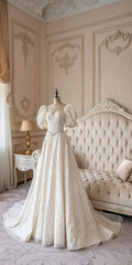 wedding dress on a hanger