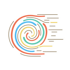   Lineal Color vector icon of hurricane spiral symbol with wind trails, colorful style on plain background 