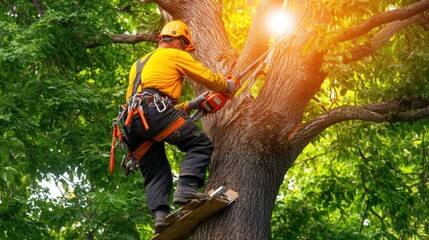 Arborist at Work: High-Altitude Tree Pruning