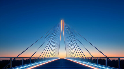 Fototapeta premium Illuminated Modern Bridge at Sunset