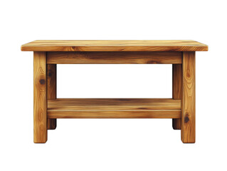 A wooden coffee table with a shelf underneath