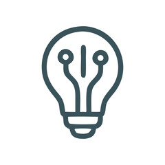 Idea Generation: Light Bulb with Circuit Board Inside, Line Art