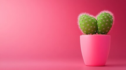 Heart-Shaped Cactus in a Pink Pot: A Symbol of Love and Affection