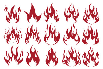 
Set of red and Black fire flame Fire Icons 