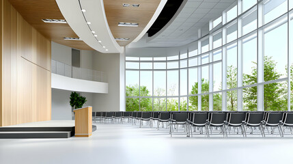 Spacious Modern Conference Hall With Large Windows