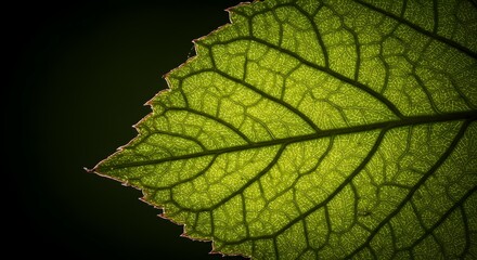 Fototapeta premium Intricate Leaf Veins A Close-Up Macro Photograph of Nature's Delicate Design, Showcasing the Beauty of Plant Biology and Botanical Details