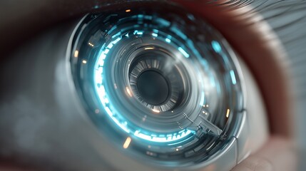 Intricate Cybernetic Eye Detailed Close-up, Futuristic Technology