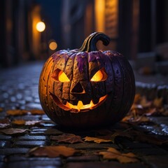 Jack-o'-Lantern Diorama: Halloween Night Photo, Spooky & Autumn