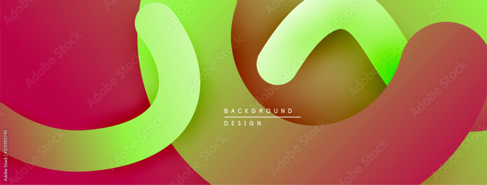 Aufkleber abstract design features flowing ribbons. gradient colors blend from red to green. minimalist compos