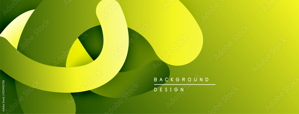 Aufkleber Abstract green layers create dynamic composition. Smooth shapes overlap, forming modern background design. Gradient adds depth.