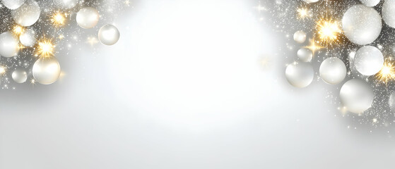 Elegant Sparkling Christmas Background With Silver Balls And Gold Glitter
