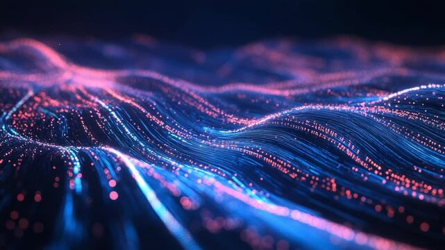 Abstract Fiber Optic Network Data Flow Visualization for Modern Technology Concepts