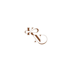 elegant curve monogram bold and hairline initial letter wedding logo concept KN