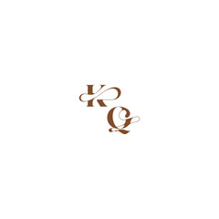 elegant curve monogram bold and hairline initial letter wedding logo concept KQ