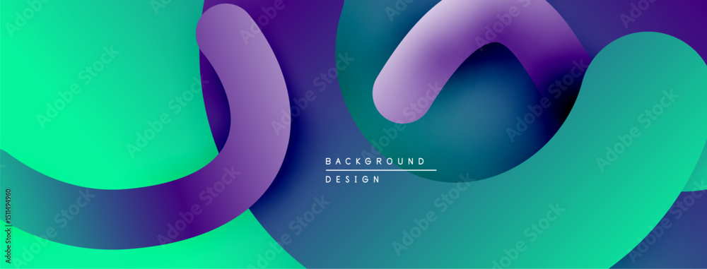 Poster abstract flowing ribbons, vibrant colors blend. modern design, smooth gradients create dynamic visua