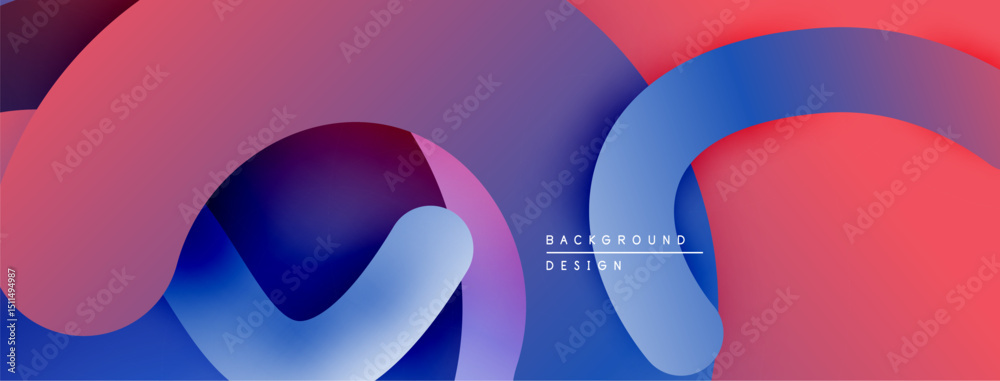 Aufkleber Abstract fluid shapes blend vibrant colors. Smooth gradients create dynamic composition, modern design aesthetic.