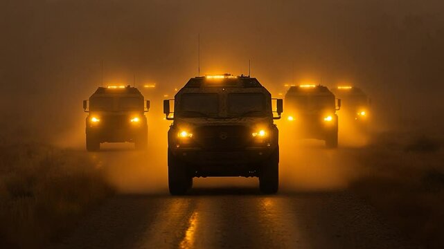 Military Convoy at Night