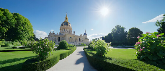 Formal Gardens Of A Palace On A Sunny Day