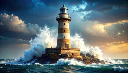 The Ancient Lighthouse of Alexandria Amidst Tragic Maritime Waves